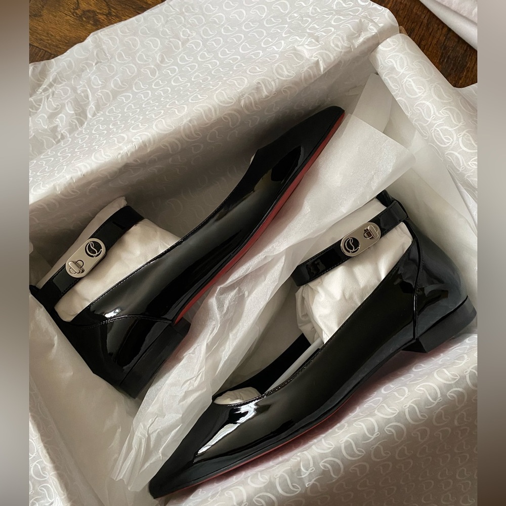 Christian Louboutin Lock Ballerina Flats, Patent, Black, 36.5 - Picture 8 of 11